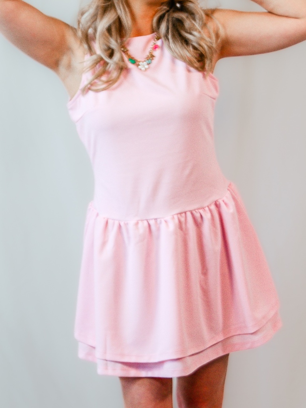 Drop-Waist Mini Dress, Pink